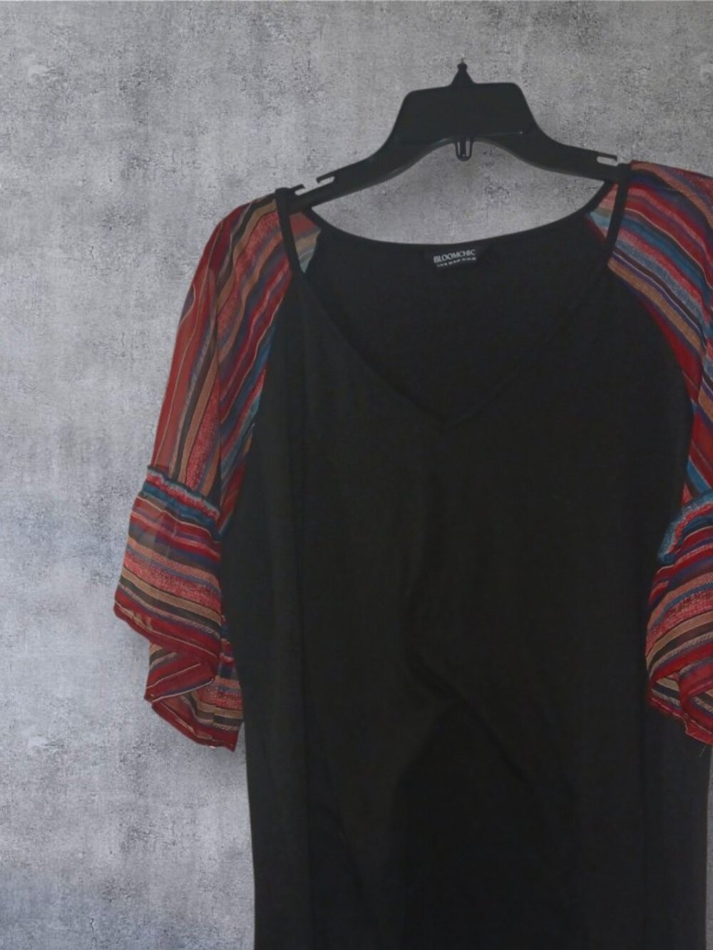 BloomChic Black Boho Flutter Sleeve Top Size 22/24 (XXL)
